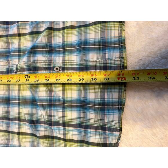 Marmot Men's Blue and Green Plaid Button Up Light Weight Short Sleeve Shirt XL - Picture 7 of 10